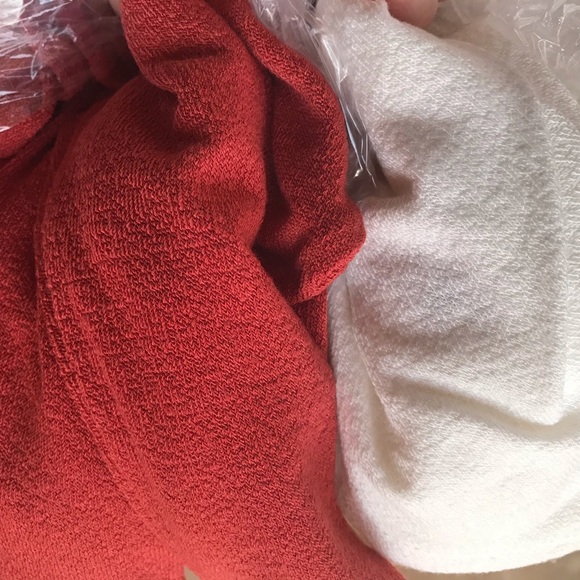 Soft Red Knit Dolman sleeve on off shoulder top - Picture 6 of 6